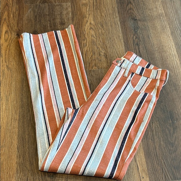 American Eagle High Rise Striped Pants Orange White Black Size 2 - Picture 8 of 8